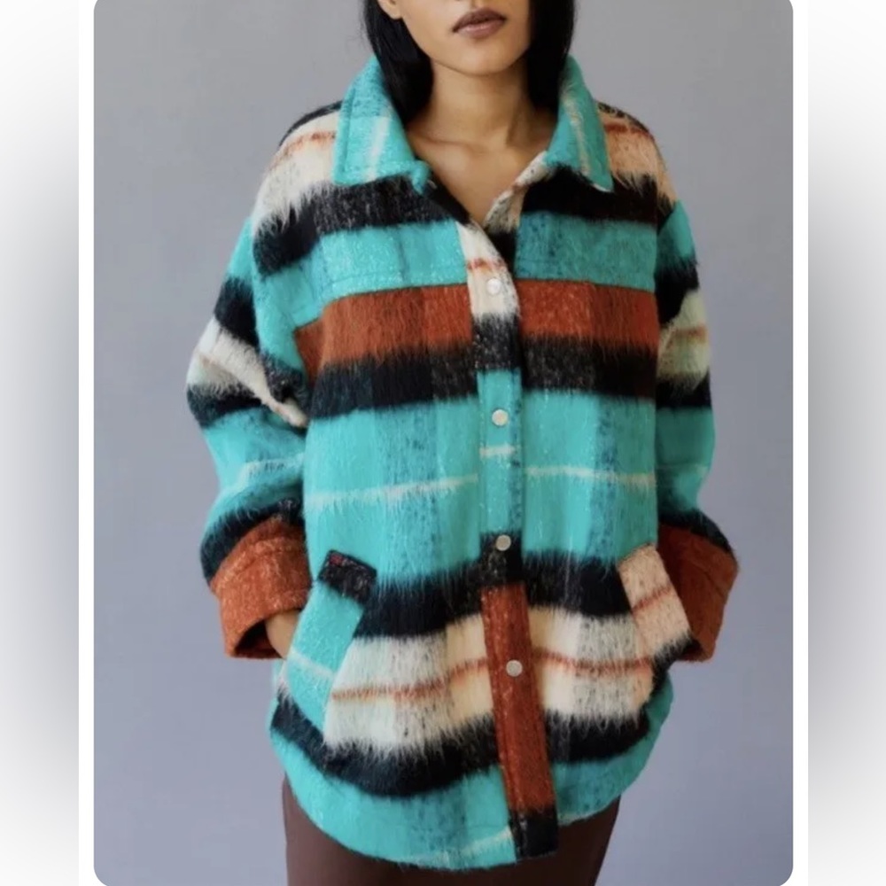 Urban Outfitters Brushed Plaid Oversized M or XS Jacket NWT - Picture 3 of 10